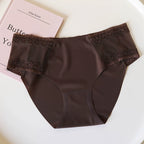 Seamless Lace Silk Panties with Delicate Trim