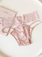 French-Inspired Vintage Panties with Bow Embroidery and Lace Trim