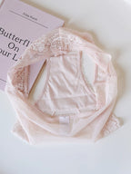 French-Inspired Floral Panties with Bow Embroidery and Lace Trim