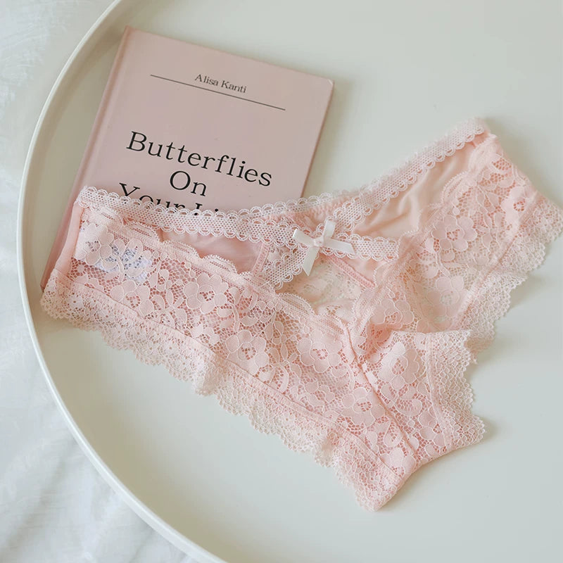 French-Inspired Vintage Sexy Panties with Thin Straps and Lace Trim