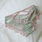 French-Inspired Lace Panties with Mesh Hollow-Out and Pure Cotton Crotch