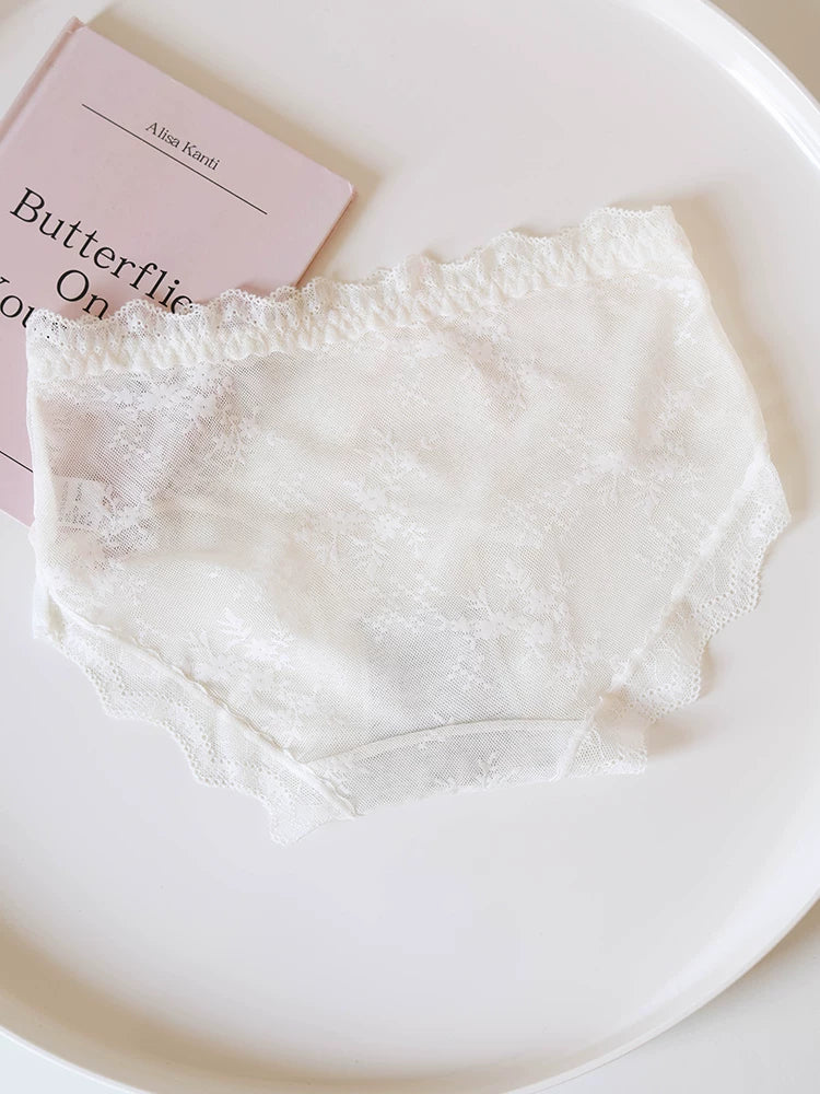 Sweet Mesh Panties with Bow Detail and Lace Trim