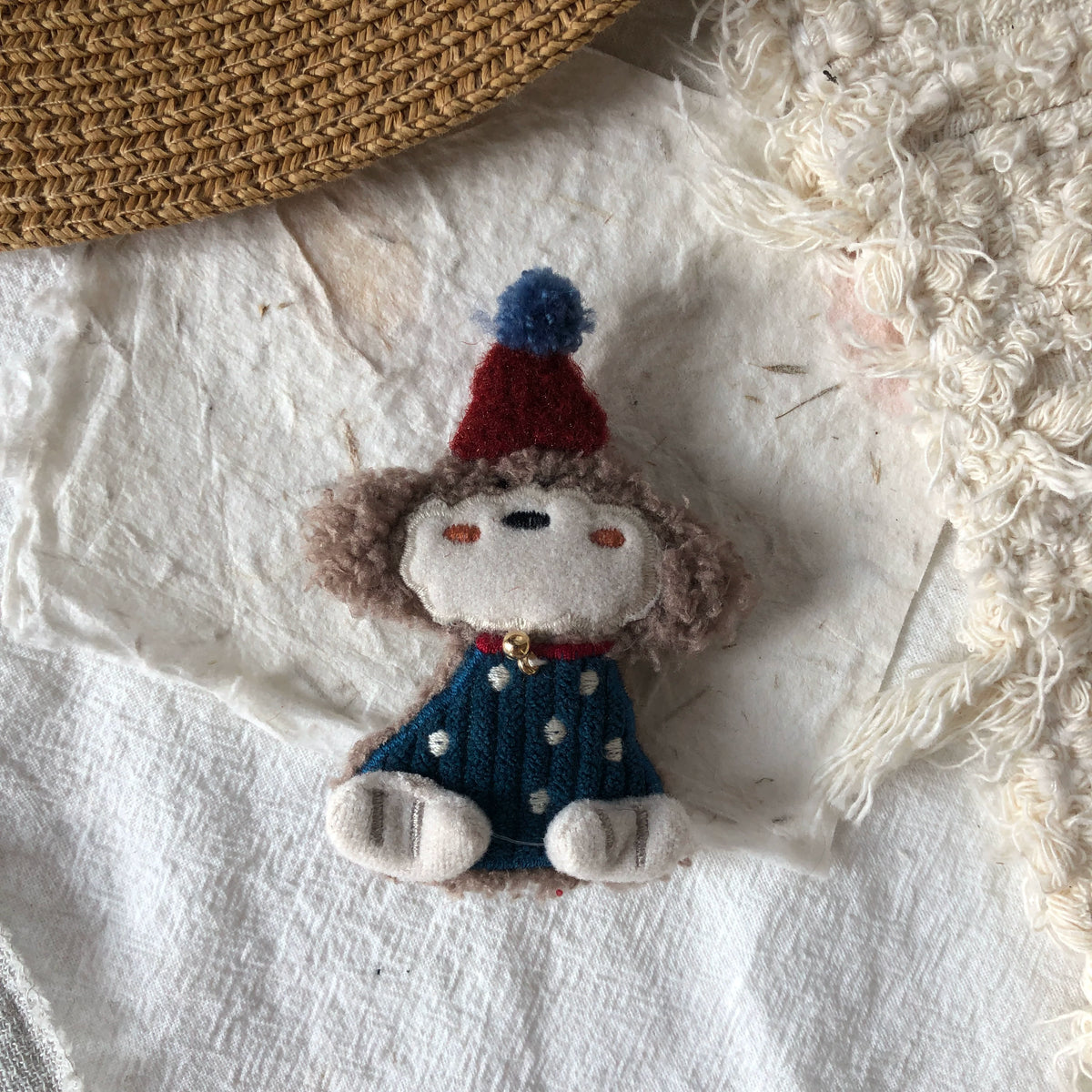 Cute Handmade Fabric Cotton Doll Brooch Pin Accessory