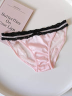 French-Inspired Vintage Panties with Bow and Lace Trim