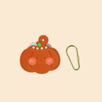 Cute Handmade Cowhide Leather Halloween Pumpkin Keychain Accessory