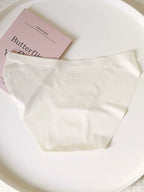 Floral Satin Ice Silk Seamless Briefs with Low-Rise Cut and Cotton Crotch