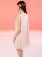 French-Inspired Vintage Mesh Nightdress with Doll Collar and Gauze Trim