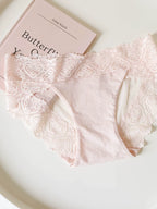 French-Inspired Satin Panties with Sweet Heart and Lace Trim