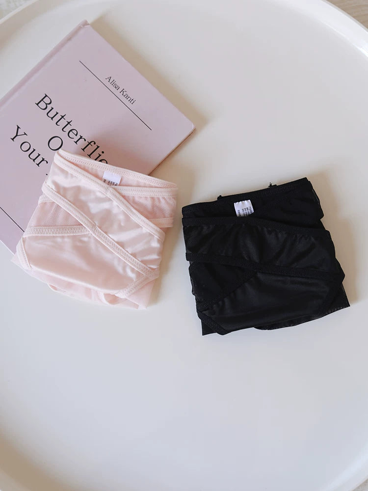 Cross-Cut Hollow-Out Sheer Mesh Lace Panties with Cotton Crotch