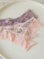 French-Inspired Vintage Sexy Panties with Thin Straps and Lace Trim