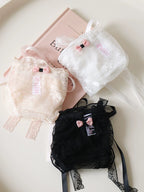 French-Inspired Low-Waist Sheer Mesh Panties with Ribbon Bow and Lace Trim