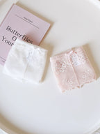 French-Inspired Floral Panties with Bow Embroidery and Lace Trim
