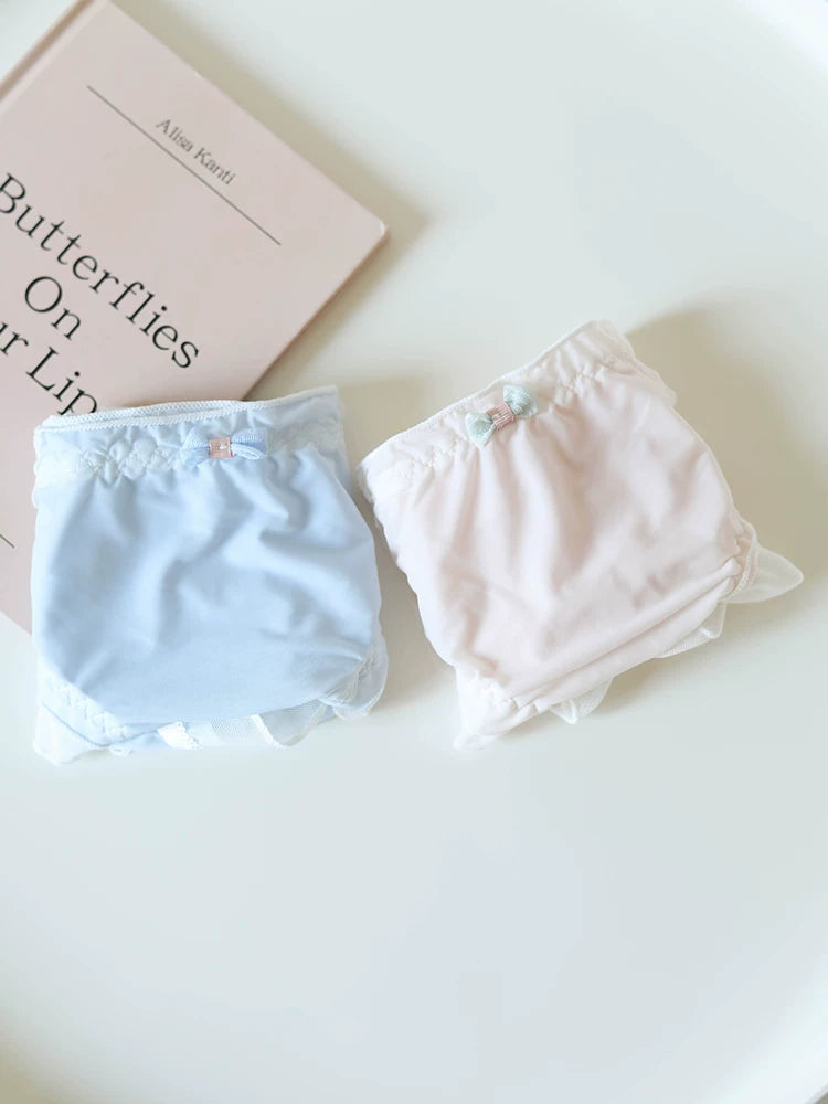 Sweet Ice Silk Panties with Bow Detail and Pure Cotton Crotch