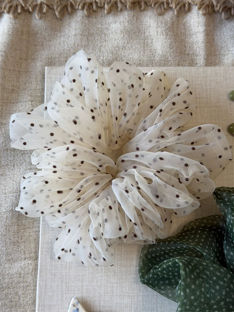 Cute Fluffy Polka Dot Organza Scrunchie Hair Accessory