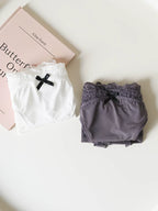 French-Inspired Vintage Panties with Bow Embroidery and Lace Trim