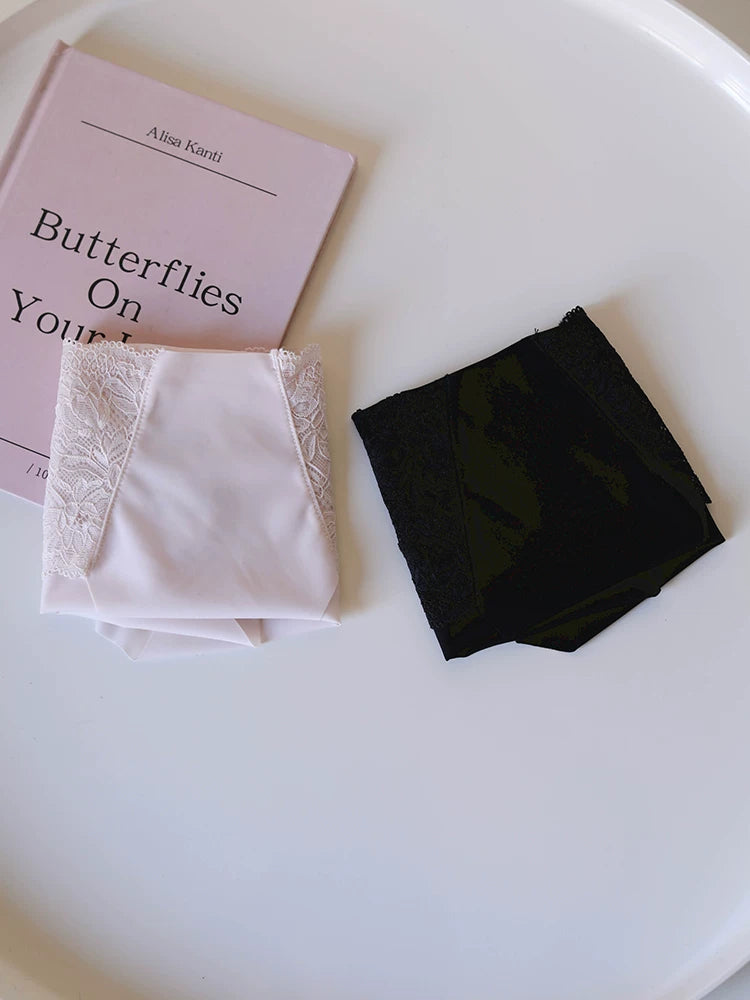 Seamless Ice Silk Panties with Lace Stitching and Pure Cotton Crotch