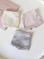 Floral Satin Ice Silk Seamless Briefs with Low-Rise Cut and Cotton Crotch