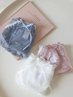 Sweet Heart-Shaped Mesh Panties with Bow and Lace Trim