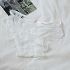 French-Inspired Lace Panties with Mesh Hollow-Out and Pure Cotton Crotch