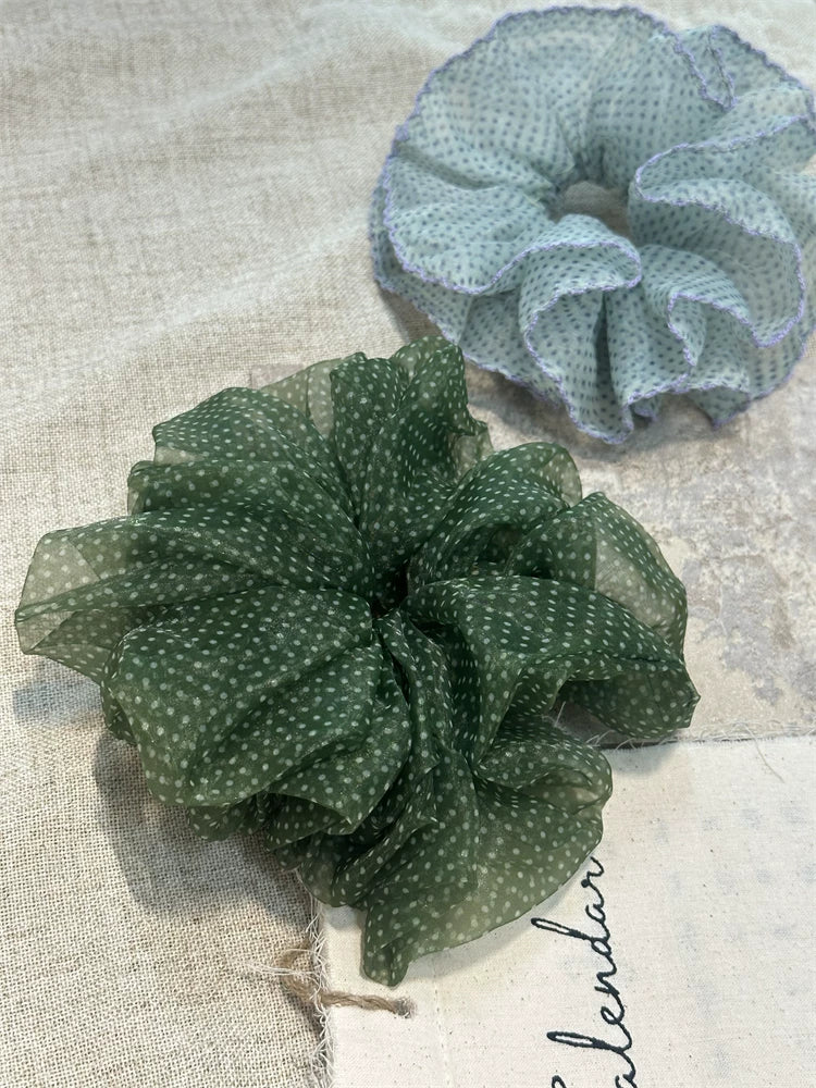 Cute Fluffy Polka Dot Organza Scrunchie Hair Accessory