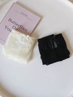 French-Inspired Floral Panties with Bow Embroidery and Lace Trim