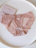 French-Inspired Satin Panties with Delicate Mesh and Lace Trim