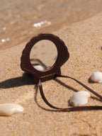 Cute Handmade Cowhide Leather Makeup Mirror Accessory
