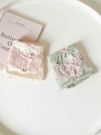 French-Inspired Vintage Panties with Bow Detail and Lace Mesh Trim