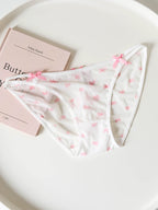 French-Inspired Vintage Panties with Bow Embroidery and Lace Trim
