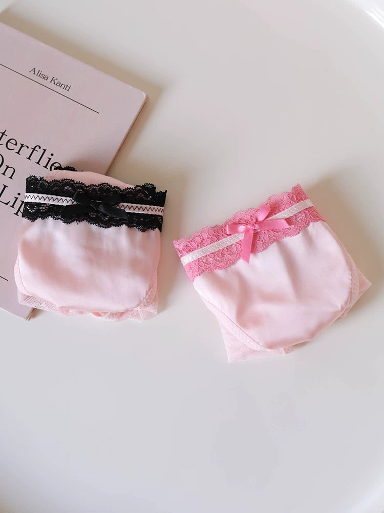 French-Inspired Vintage Panties with Bow and Lace Trim