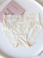 Luxurious Mid-Waist Transparent Mesh Panties with Lace Trim and Cotton Crotch