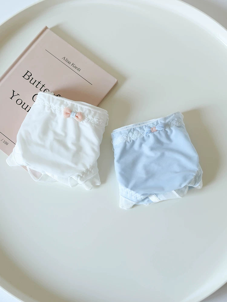 Sweet Ice Silk Panties with Bow Detail and Pure Cotton Crotch