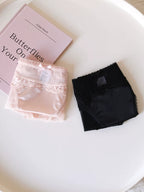 Luxury Low-Waist Satin Panties with Lace Mesh and Pure Cotton Crotch