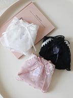 Sweet Heart-Shaped Mesh Panties with Bow and Lace Trim