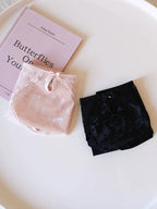 French-Inspired Vintage Mesh Panties with Velvet Bow and Lace Trim