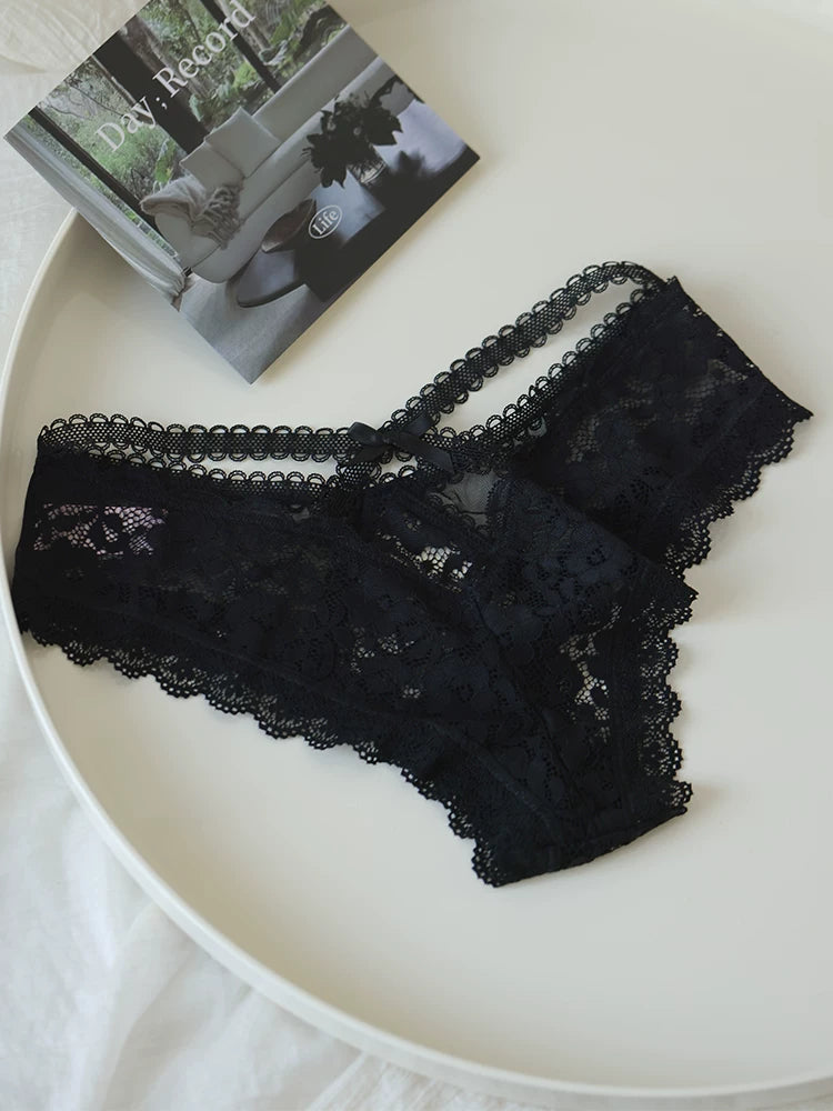 French-Inspired Vintage Sexy Panties with Thin Straps and Lace Trim