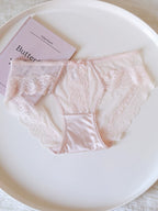 French-Inspired Vintage Panties with Satin Mesh and Lace Trim