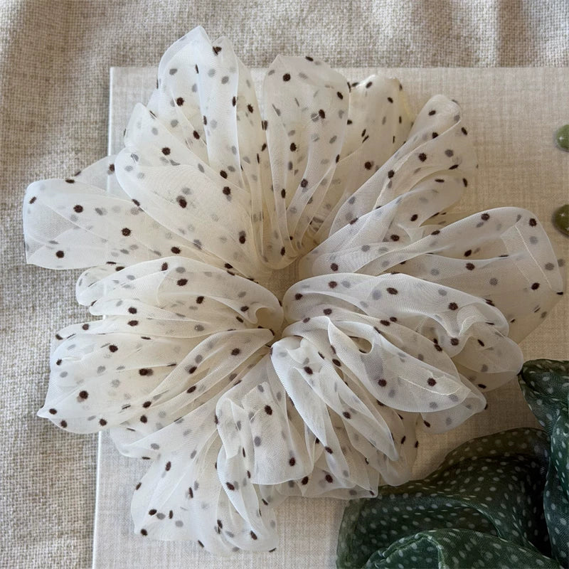 Cute Fluffy Polka Dot Organza Scrunchie Hair Accessory