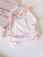 Eyelash Lace Cross-Strap Triangle Panties with Contrasting Colors