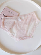 French-Inspired Vintage Panties with Bow Embroidery and Lace Trim