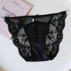 French-Inspired Vintage Mesh Panties with Bow Detail and Lace Trim