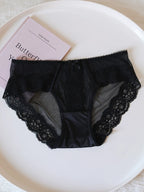 French-Inspired Vintage Panties with Satin Mesh and Lace Trim