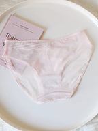 French-Inspired Vintage Mesh Panties with V-Waist and Lace Trim