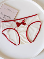 French-Inspired Vintage Mesh Panties with Bow and Lace Trim