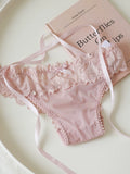 French-Inspired Vintage Low-Waist Triangle Hollow Bow Lace Panties