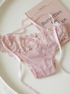 French-Inspired Vintage Low-Waist Triangle Hollow Bow Lace Panties