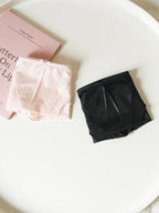 French-Inspired Luxury Satin Mesh Panties with Bow and Lace Trim