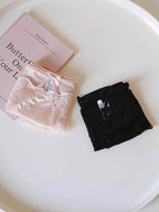 French-Inspired Vintage Panties with Bow Embroidery and Lace Trim