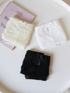 French-Inspired Floral Panties with Bow Embroidery and Lace Trim