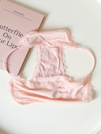 Low-Waist Ice Silk Panties with Bow Tie String and Lace Trim